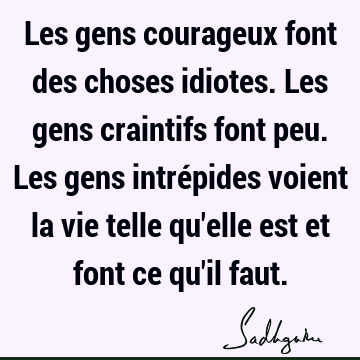 Les gens courageux font des choses idiotes. Les gens craintifs font peu. Les gens intrépides voient la vie telle qu