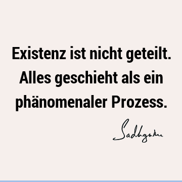 Existenz ist nicht geteilt. Alles geschieht als ein phänomenaler P