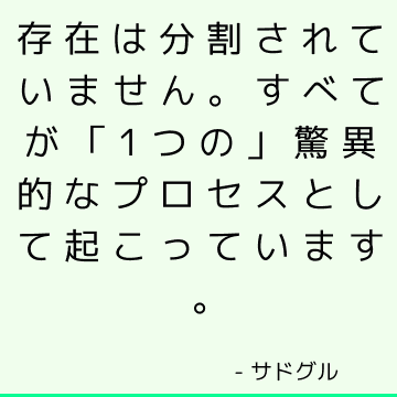 存在は分割されていません。 すべてが「1つの」驚異的なプロセスとして起こっています。