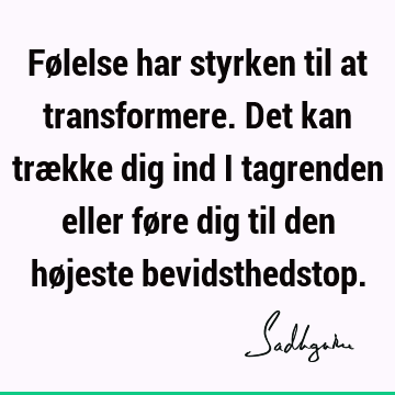 Følelse har styrken til at transformere. Det kan trække dig ind i tagrenden eller føre dig til den højeste