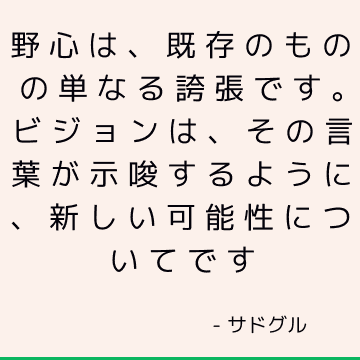 野心は、既存のものの単なる誇張です。 ビジョンは、その言葉が示唆するように、新しい可能性についてです