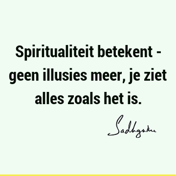 Spiritualiteit betekent - geen illusies meer, je ziet alles zoals het