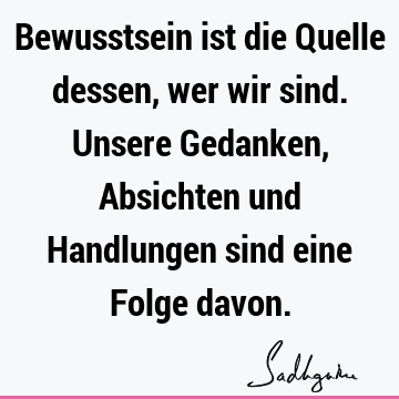 Bewusstsein ist die Quelle dessen, wer wir sind. Unsere Gedanken, Absichten und Handlungen sind eine Folge