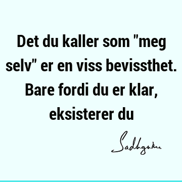 Det du kaller som "meg selv" er en viss bevissthet. Bare fordi du er klar, eksisterer