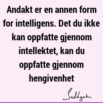 Andakt er en annen form for intelligens. Det du ikke kan oppfatte gjennom intellektet, kan du oppfatte gjennom