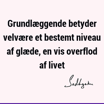 Grundlæggende betyder velvære et bestemt niveau af glæde, en vis overflod af