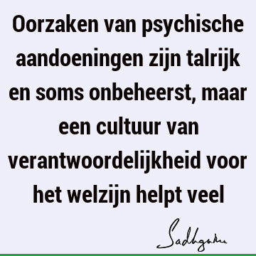 Oorzaken van psychische aandoeningen zijn talrijk en soms onbeheerst, maar een cultuur van verantwoordelijkheid voor het welzijn helpt