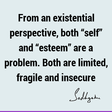 From an existential perspective, both “self” and “esteem” are a problem. Both are limited, fragile and