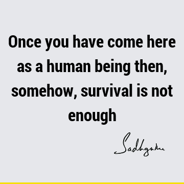 Once you have come here as a human being then, somehow, survival is not