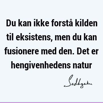 Du kan ikke forstå kilden til eksistens, men du kan fusionere med den. Det er hengivenhedens