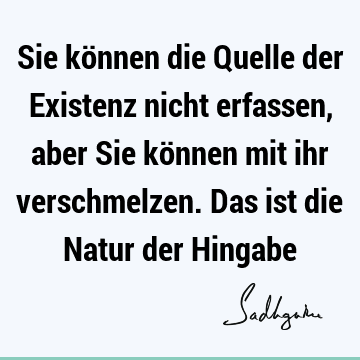 Sie können die Quelle der Existenz nicht erfassen, aber Sie können mit ihr verschmelzen. Das ist die Natur der H