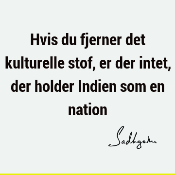 Hvis du fjerner det kulturelle stof, er der intet, der holder Indien som en