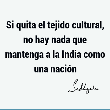 Si quita el tejido cultural, no hay nada que mantenga a la India como una nació