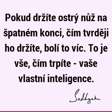 Pokud držíte ostrý nůž na špatném konci, čím tvrději ho držíte, bolí to víc. To je vše, čím trpíte - vaše vlastní