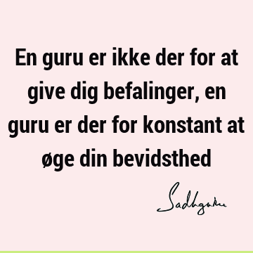 En guru er ikke der for at give dig befalinger, en guru er der for konstant at øge din