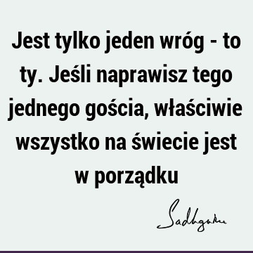 Jest tylko jeden wróg - to ty. Jeśli naprawisz tego jednego gościa, właściwie wszystko na świecie jest w porzą