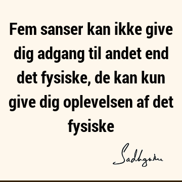 Fem sanser kan ikke give dig adgang til andet end det fysiske, de kan kun give dig oplevelsen af det