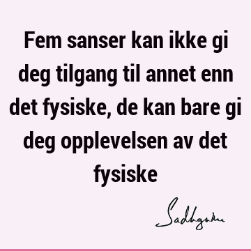 Fem sanser kan ikke gi deg tilgang til annet enn det fysiske, de kan bare gi deg opplevelsen av det