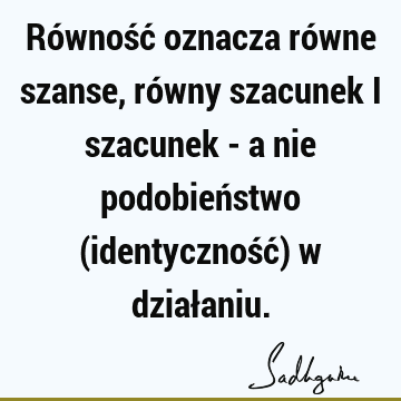 Równość oznacza równe szanse, równy szacunek i szacunek - a nie podobieństwo (identyczność) w dział