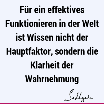 Für ein effektives Funktionieren in der Welt ist Wissen nicht der Hauptfaktor, sondern die Klarheit der W