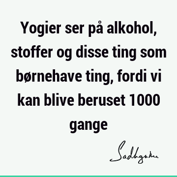 Yogier ser på alkohol, stoffer og disse ting som børnehave ting, fordi vi kan blive beruset 1000