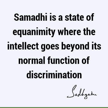 Samadhi is a state of equanimity where the intellect goes beyond its normal function of