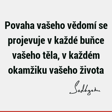 Povaha vašeho vědomí se projevuje v každé buňce vašeho těla, v každém okamžiku vašeho ž