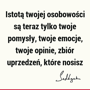 Istotą twojej osobowości są teraz tylko twoje pomysły, twoje emocje, twoje opinie, zbiór uprzedzeń, które