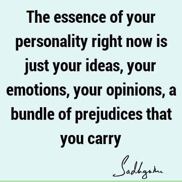 The essence of your personality right now is just your ideas, your emotions, your opinions, a bundle of prejudices that you
