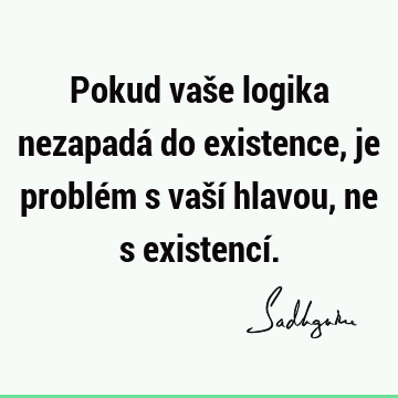 Pokud vaše logika nezapadá do existence, je problém s vaší hlavou, ne s existencí