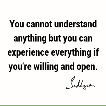 You cannot understand anything but you can experience everything if you