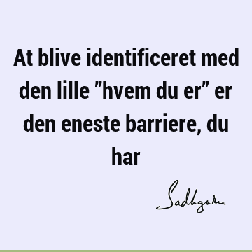 At blive identificeret med den lille ”hvem du er” er den eneste barriere, du