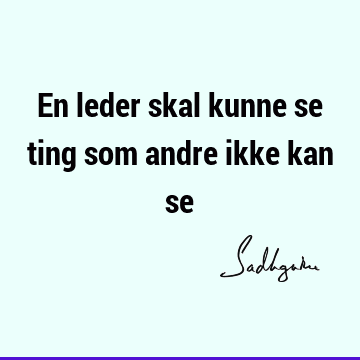 En leder skal kunne se ting som andre ikke kan