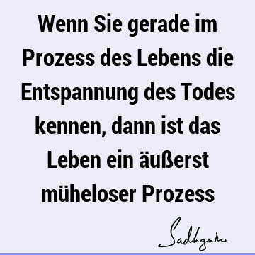 Wenn Sie gerade im Prozess des Lebens die Entspannung des Todes kennen, dann ist das Leben ein äußerst müheloser P