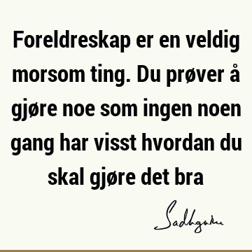 Foreldreskap er en veldig morsom ting. Du prøver å gjøre noe som ingen noen gang har visst hvordan du skal gjøre det