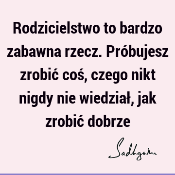 Rodzicielstwo to bardzo zabawna rzecz. Próbujesz zrobić coś, czego nikt nigdy nie wiedział, jak zrobić