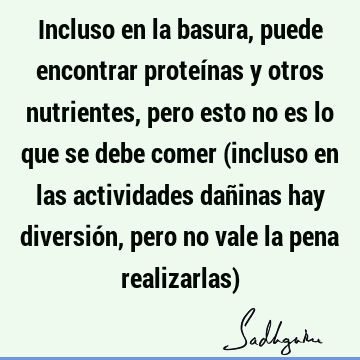 Incluso en la basura, puede encontrar proteínas y otros nutrientes, pero esto no es lo que se debe comer (incluso en las actividades dañinas hay diversión,