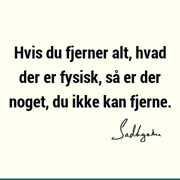 Hvis du fjerner alt, hvad der er fysisk, så er der noget, du ikke kan