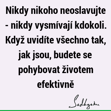 Nikdy nikoho neoslavujte - nikdy vysmívají kdokoli. Když uvidíte všechno tak, jak jsou, budete se pohybovat životem efektivně