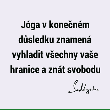 Jóga v konečném důsledku znamená vyhladit všechny vaše hranice a znát