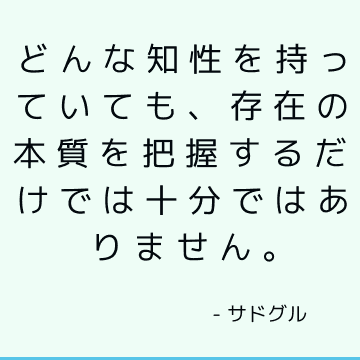 どんな知性を持っていても、存在の本質を把握するだけでは十分ではありません。