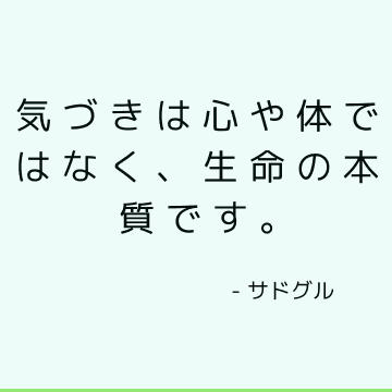 気づきは心や体ではなく、生命の本質です。