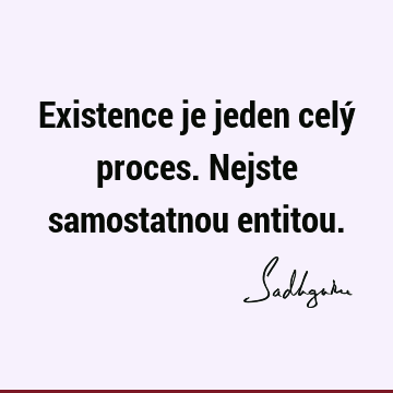 Existence je jeden celý proces. Nejste samostatnou