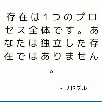 存在は1つのプロセス全体です。 あなたは独立した存在ではありません。