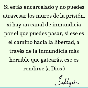 Si estás encarcelado y no puedes atravesar los muros de la prisión, si hay un canal de inmundicia por el que puedes pasar, si ese es el camino hacia la