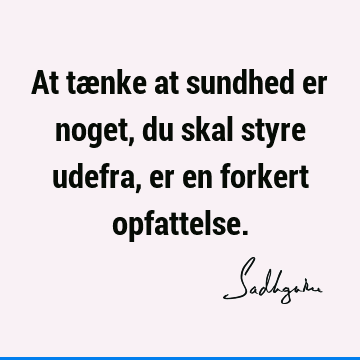 At tænke at sundhed er noget, du skal styre udefra, er en forkert