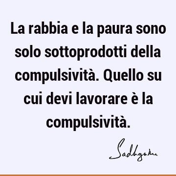 La rabbia e la paura sono solo sottoprodotti della compulsività. Quello su cui devi lavorare è la compulsività