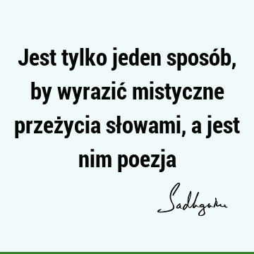 Jest tylko jeden sposób, by wyrazić mistyczne przeżycia słowami, a jest nim