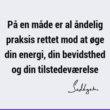 På en måde er al åndelig praksis rettet mod at øge din energi, din bevidsthed og din tilstedevæ