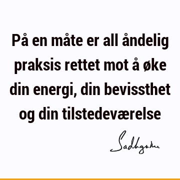 På en måte er all åndelig praksis rettet mot å øke din energi, din bevissthet og din tilstedevæ